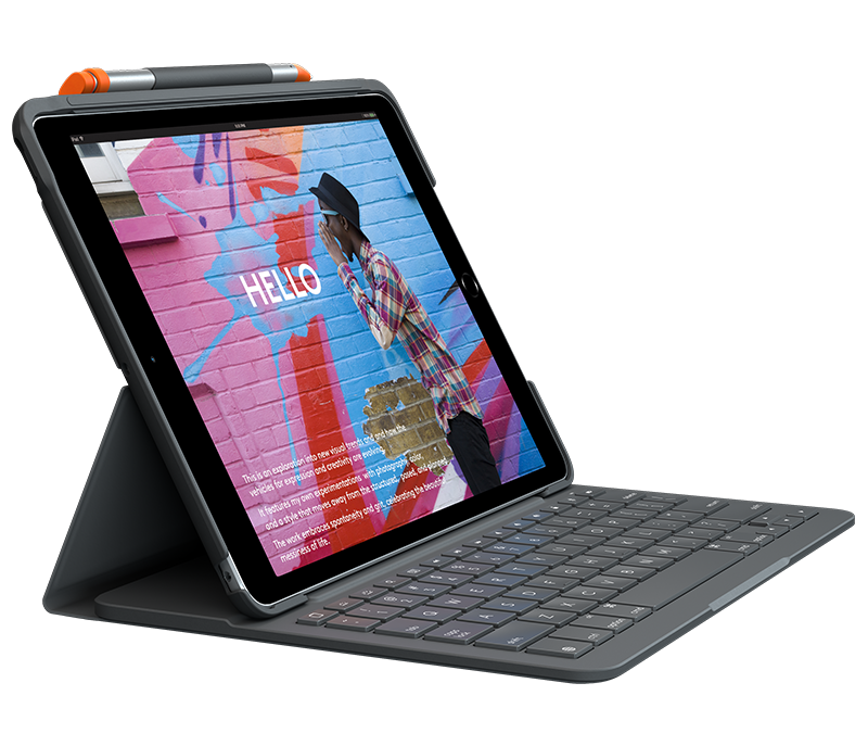 Logitech Slim Folio keyboard case for iPad (7th, 8th, &amp; 9th gen) - Graphite - UK