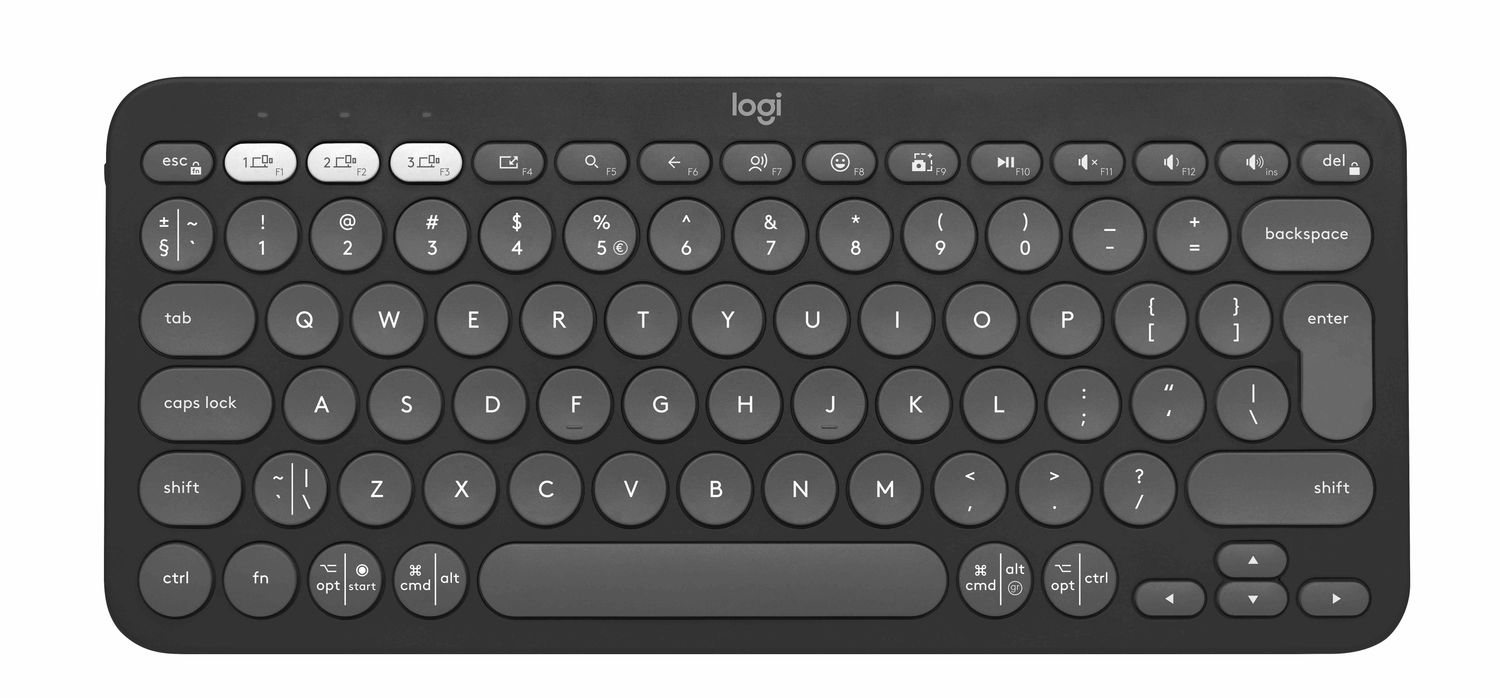 Logitech Pebble Keys 2 Slim, minimalist Bluetooth keyboard with customizable keys - Tonal Graphite - US