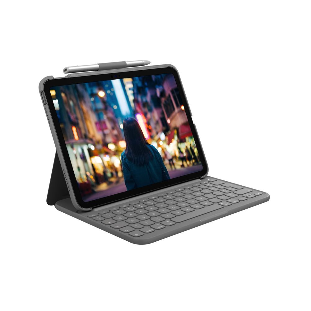 Logitech Slim Folio Keyboard Case for iPad (10th gen) - Grey - US