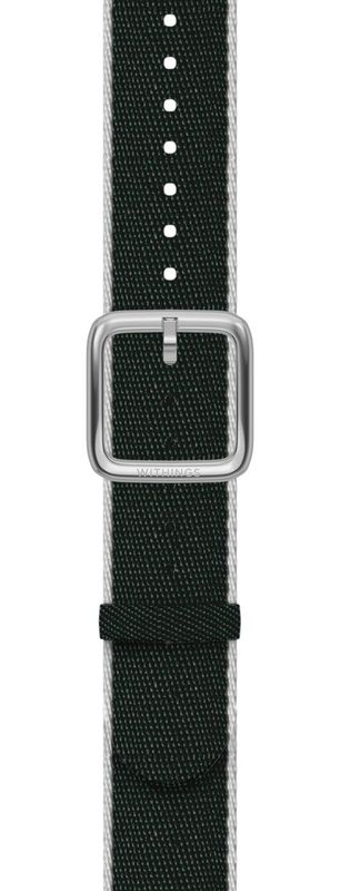 Withings Polyethylene terephthalate Wristband 18mm w Silver buckle for Scanwatch 38mm, Steel HR 36mm, Withings Move, Move ECG, Steel - Green &amp; White