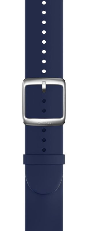 Withings Fluoroelastomer silicone Wristband 20mm w Silver buckle for Scanwatch 42mm, Scanwatch Horizon, Steel HR 40mm, Steel HR Sport - Night Blue