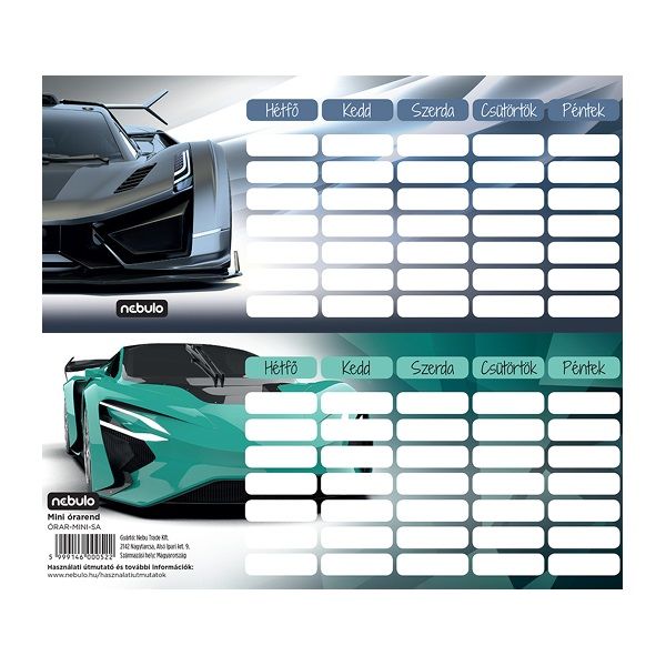 Nebulo Sportautó mini órarend