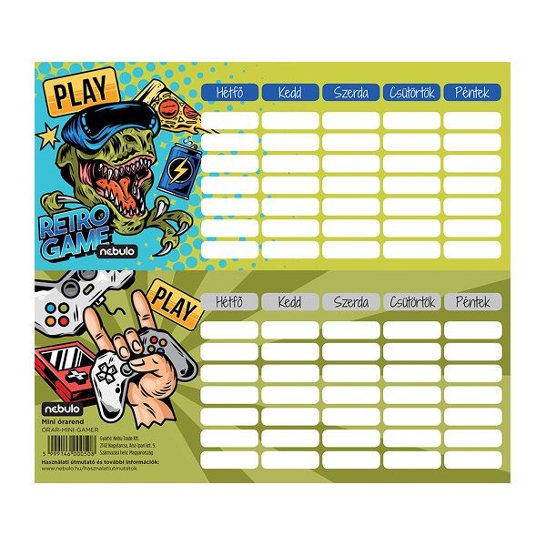Nebulo Gamer mini órarend