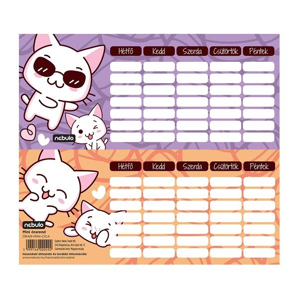 Nebulo Cicás mini órarend