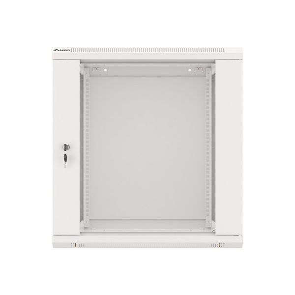 Lanberg WF01-6612-10S 19" 12U SZÉL:600mm MÉLY:600mm MAG:645mm lapraszerelt üvegajtós szürke fali rack szekrény