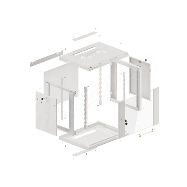 Lanberg WF01-6606-10S 19" 9U SZÉL:600mm MÉLY:450mm MAG:512mm lapraszerelt üvegajtós szürke fali rack szekrény