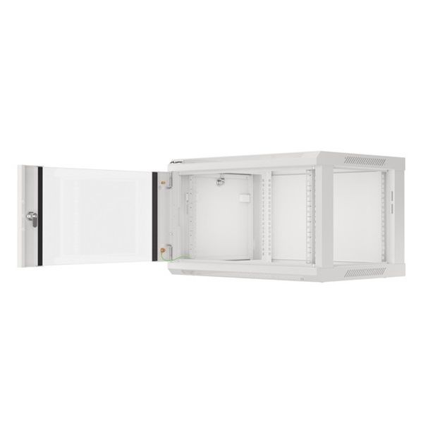 Lanberg WF01-6406-10S 19" 6U SZÉL:600mm MÉLY:450mm MAG:379mm lapraszerelt üvegajtós szürke fali rack szekrény
