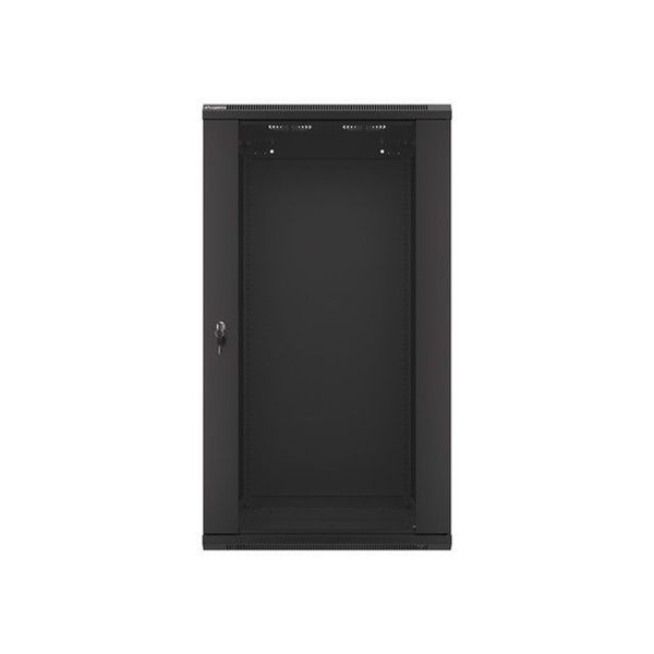 Lanberg WF01-6622-10B 19" 22U SZÉL:600mm MÉLY:600mm MAG:1085mm lapraszerelt üvegajtós fekete fali rack szekrény