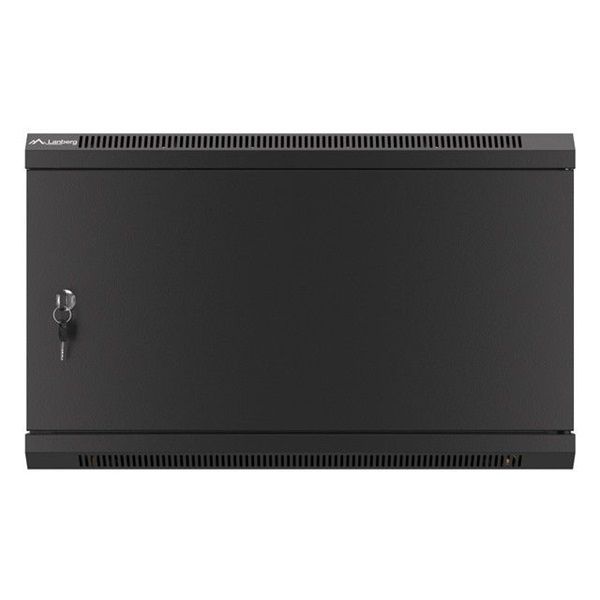 Lanberg WF01-6406-00B 19" 6U SZÉL:600mm MÉLY:450mm MAG:600mm lapraszerelt fémajtós fekete fali rack szekrény