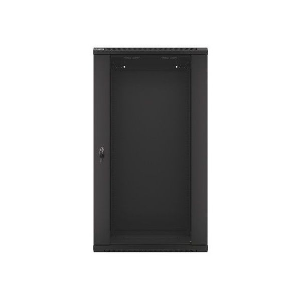 Lanberg WF01-6422-10B 19" 22U SZÉL:600mm MÉLY:450mm MAG:1085mm lapraszerelt üvegajtós fekete fali rack szekrény