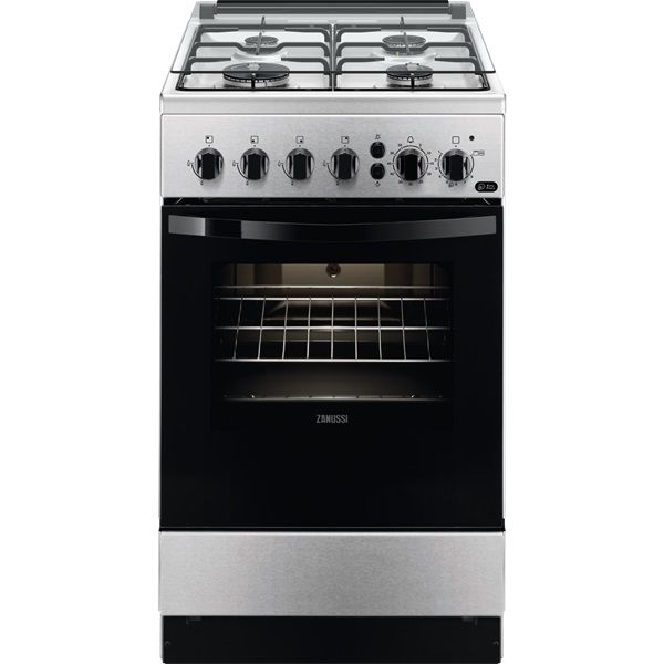 Zanussi ZCG512K1XA inox, szabadonálló, gáz, főzőzóna: 4, sütő:55L, grill, tűzhely