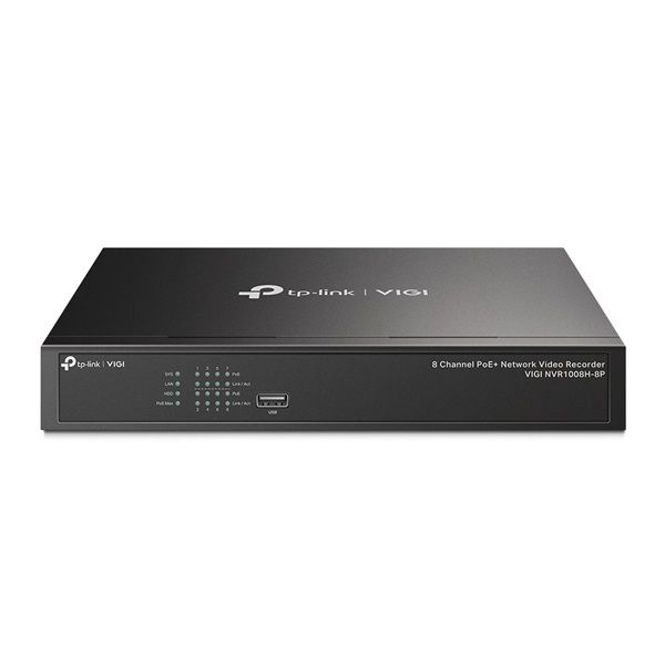 TP-Link VIGI NVR1008H-8P /8 csatorna/H265+/80Mbps rögzítés/1x SATA/8x PoE+ (53W) hálózati rögzítő (NVR)
