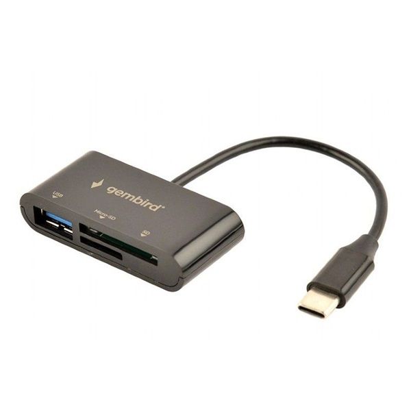 Gembird USB-C SD/microSD kártyaolvasó fekete