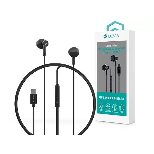 Devia ST108790 Smart Series M2 Metal In-Ear Type-C fekete sztereó fülhallgató