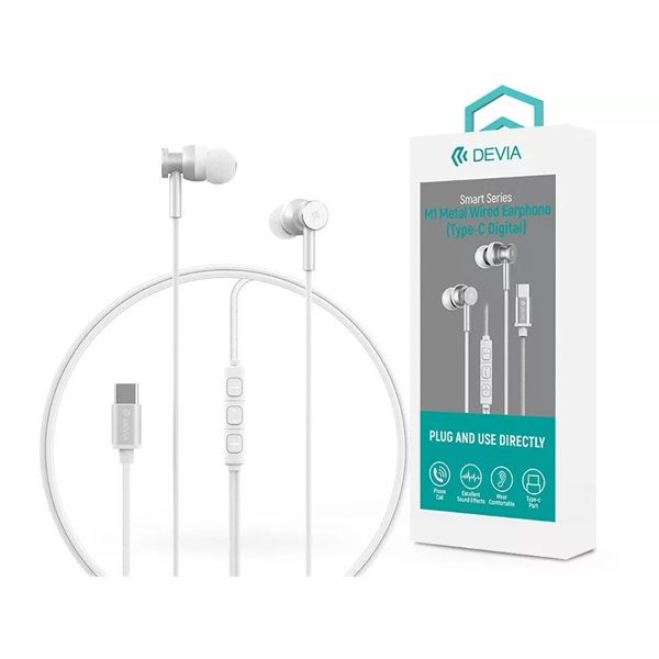 Devia ST108783 Smart Series M1 Metal In-Ear Type-C ezüst sztereó fülhallgató