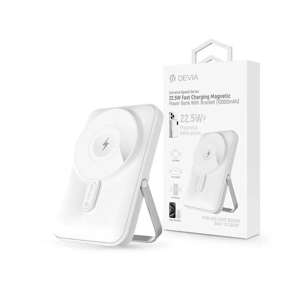 Devia ST112179 Extreme Speed Magnetic PD 22.5W Lightning/Type-C 10.000 mAh fehér powerbank/állvány