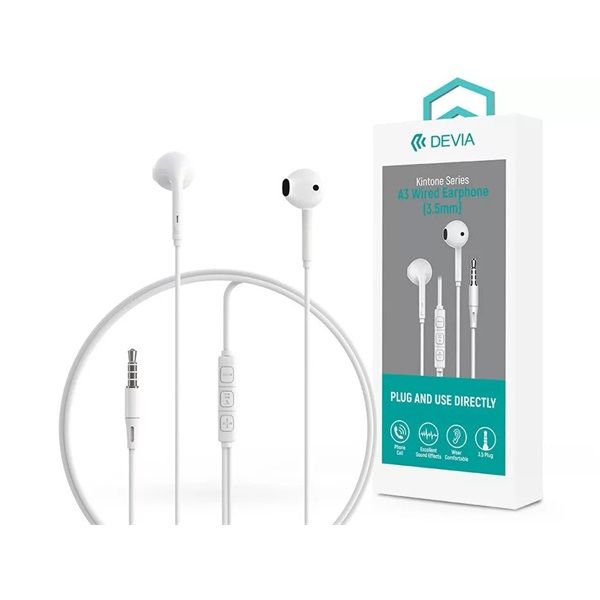 Devia ST108752 Kintone A3 In-Ear 3,5mm jack fehér sztereó fülhallgató