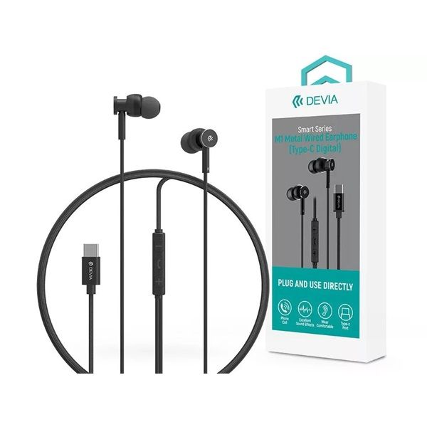 Devia ST108776 Smart Series M1 Metal In-Ear Type-C fekete sztereó fülhallgató