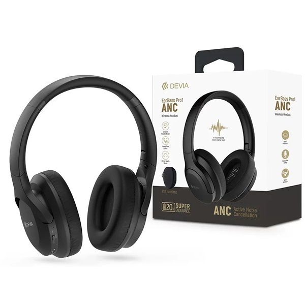 Devia ST104143 EarBass Pro1 ANC Bluetooth fekete sztereó fejhallgató