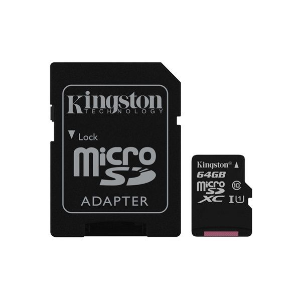 Kingston 64GB SD micro Canvas Select 80R (SDXC Class 10  UHS-I) (SDCS/64GB) memóriakártya adapterrel