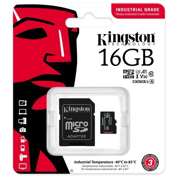 Kingston 16GB SD micro Industrial (SDHC Class 10 A1) (SDCIT2/16GB) memóriakártya + olvasó