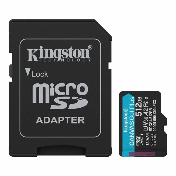 Kingston 512GB SD micro (MicroSDXC V30 U3) SDCG4/512GB memória kártya adapterrel