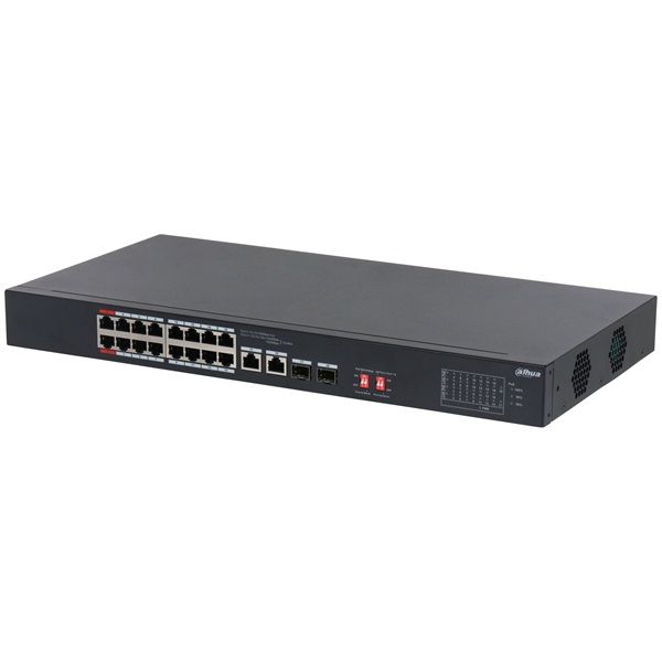 Dahua S3218-16ET-240 16x10/100 Mbps PoE + 2x1 Gbps RJ-45/SFP Combo Uplink/240W/nem menedzselhető PoE Switch