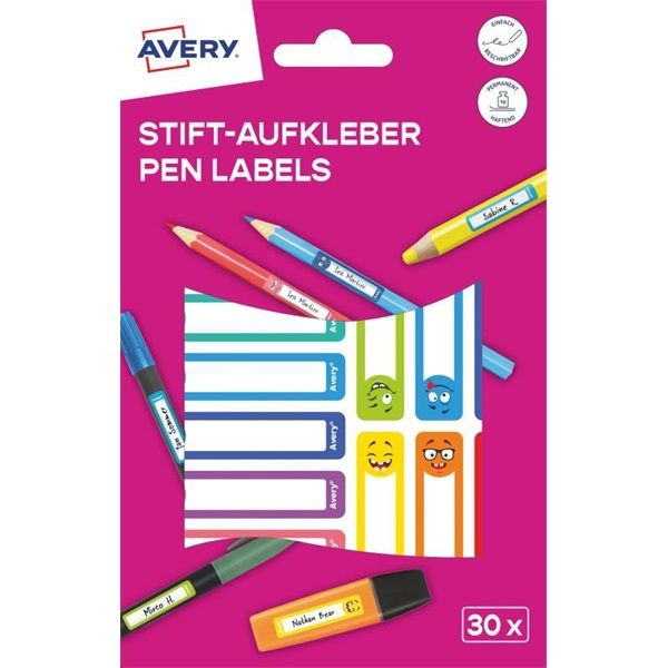 Avery RESMI30S iskolai kézzel írható 50x10 mm 30 db színes tollcímke