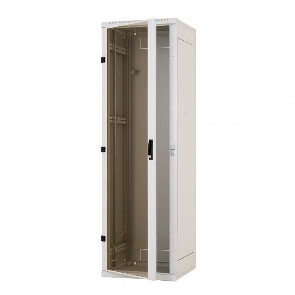 Triton 19" 18U 600x800 mm Biztonsági üvegajtóval, teherbírás 800kg, szürke álló rack szekrény