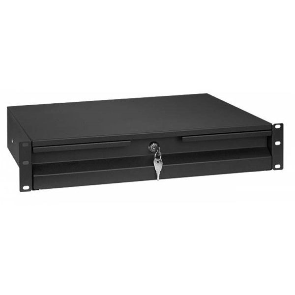 Stalflex RD19-2U-B 19" 320mm 2U zárható fekete rack fiók