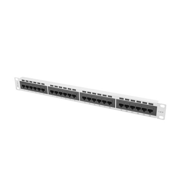 Lanberg PPU6-1024-S 19" 1U 24port Cat.6 UTP árnyékolatlan szürke patch panel