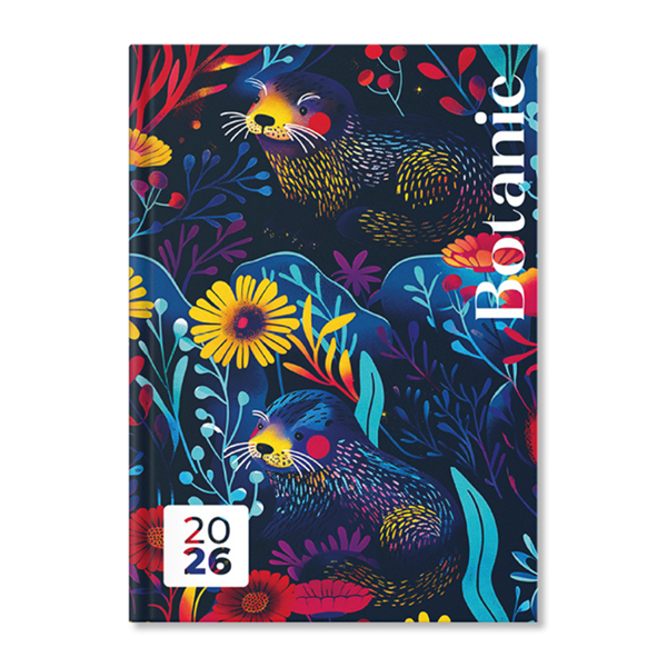 Period Botanic Dark 2026 A5 napi beosztású határidőnapló