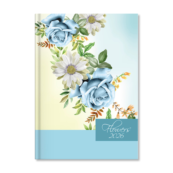 Period Flowers Blue 2026 B6 heti beosztású határidőnapló