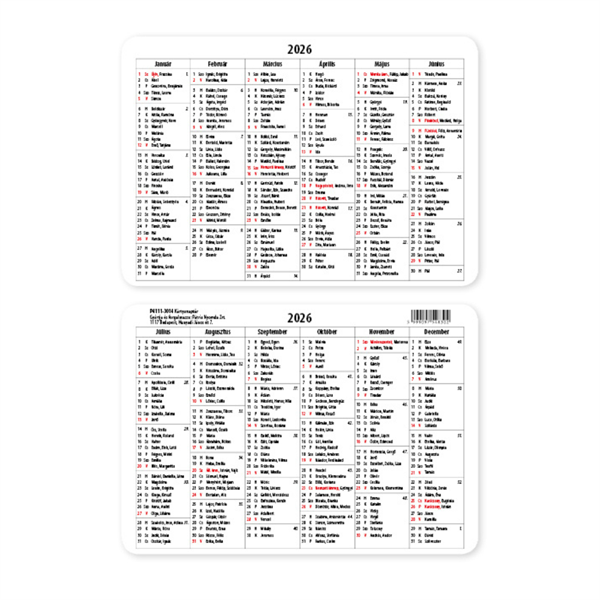 PD 2026 fekvő kártyanaptár