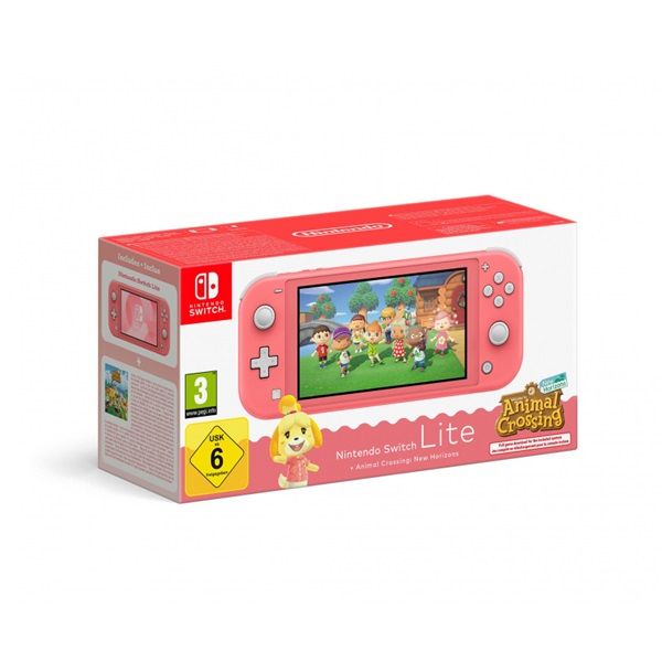 Nintendo Switch Lite korall játékkonzol + Animal Crossing: New Horizons játékszoftver