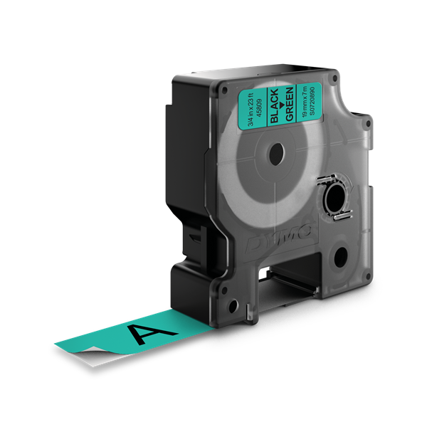 Dymo D1 19mmx7m fekete/zöld feliratozógép szalag