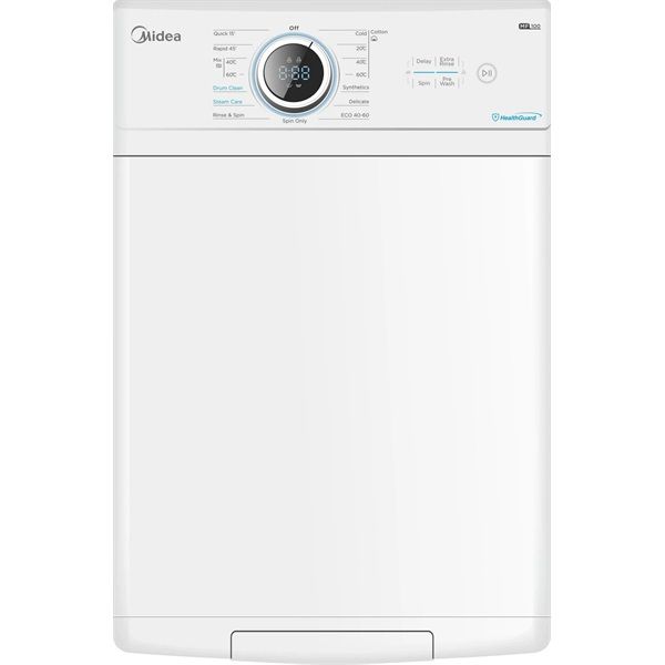 Midea MF100T60B/W-HU fehér, felültöltős, max.1000ford., 6 kg, mosógép