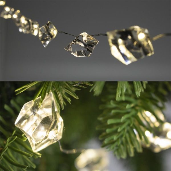 Home ML 21/WW 1,9m/20 LED/beltéri/melegfehér/elemes kristály LED-es karácsonyi fényfüzér