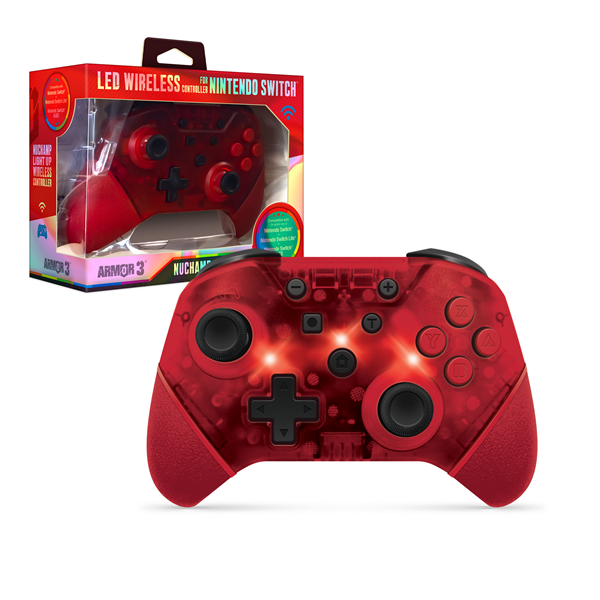 Armor3 M07467-RL NuChamp Nintendo Switch vezeték nélküli LED piros kontroller