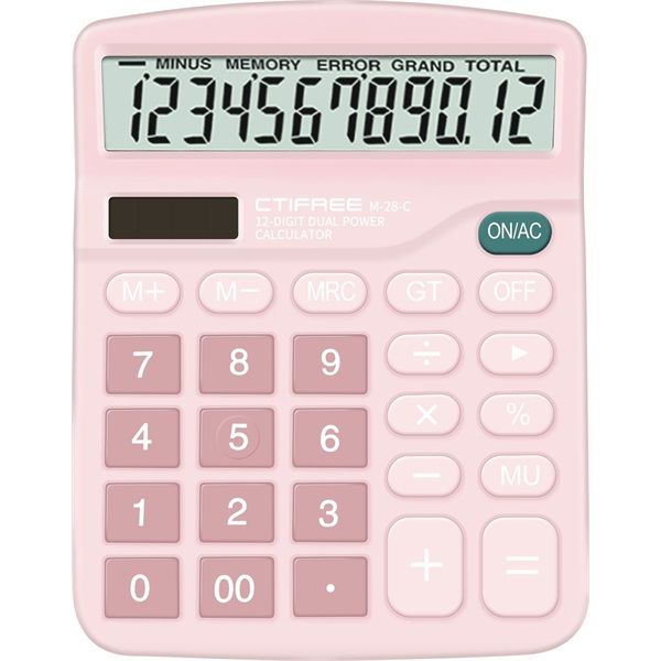 CTIFREE M-28-C PINK rózsaszín számológép, 120x150mm, 12 számjegy, dual power, 2 év garancia