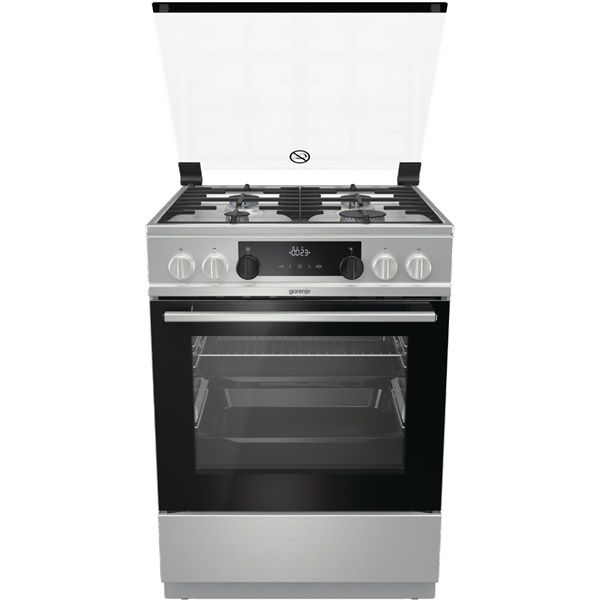 Gorenje KS6350XF inox, szabadonálló, gáz, kombinált, főzőzóna: 4, sütő:71L, grill, tűzhely