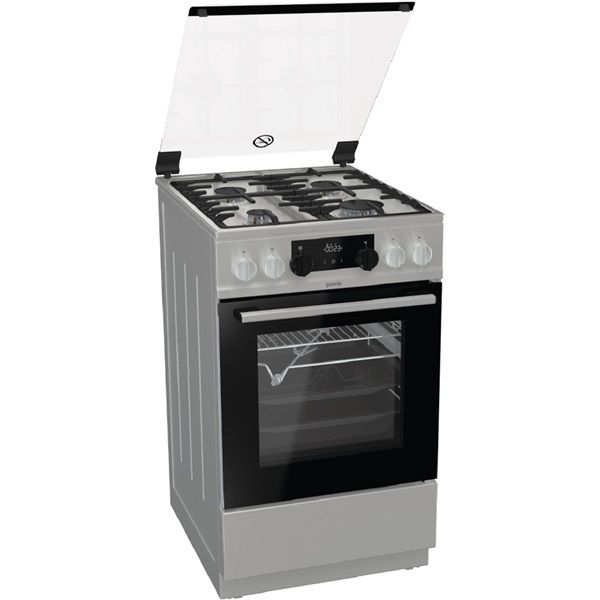 Gorenje KS5350XF inox, szabadonálló, gáz, kombinált, főzőzóna: 4, sütő:71L, grill, tűzhely
