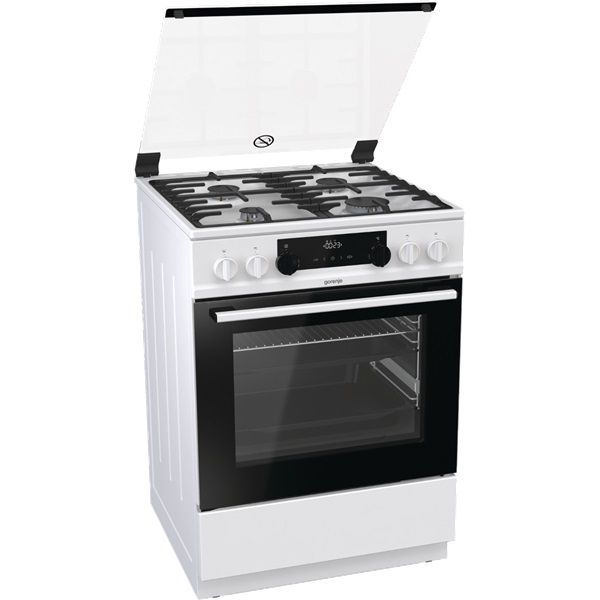 Gorenje KS6350WF fehér, szabadonálló, gáz, kombinált, főzőzóna: 4, sütő:71L, grill, tűzhely