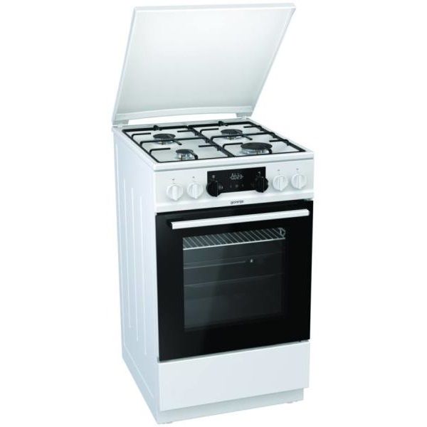 Gorenje K 5341 WJ fehér, szabadonálló, gáz, kombinált, főzőzóna: 4, sütő:62L, grill, tűzhely