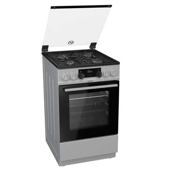 Gorenje K5341SH-B inox, szabadonálló, gáz, kombinált, főzőzóna: 4, sütő:70L, grill, tűzhely