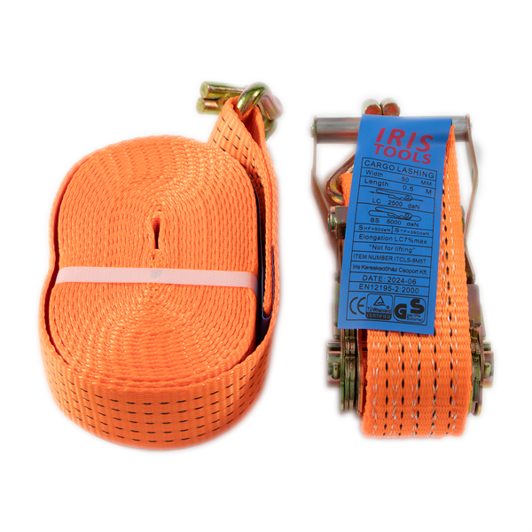 IRIS TOOLS ITCLS-8M5T rakományrögzítő szett, kétrészes racsnis spanifer, 5.000 kg, 8 m, 50 mm