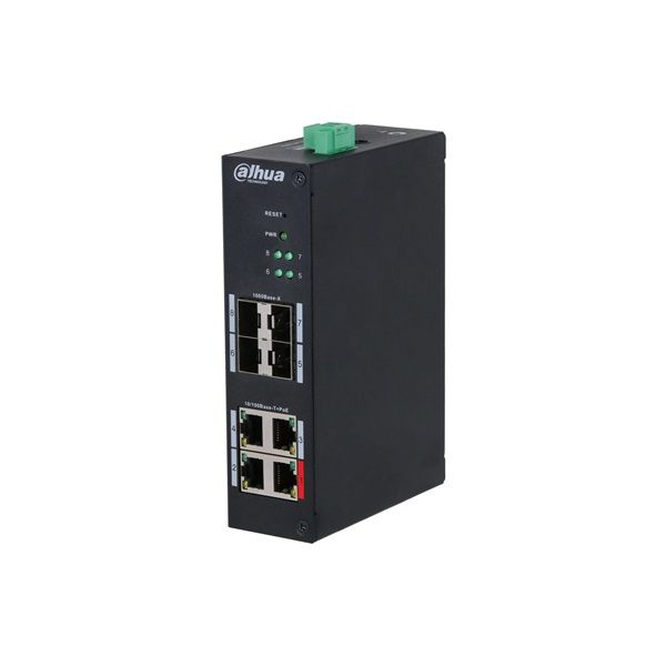 Dahua HS4408-4ET-96 4x10/100 Mbps PoE + 4x1 Gbps SFP Uplink /96W/Din/ Ipari Menedzselhető PoE switch
