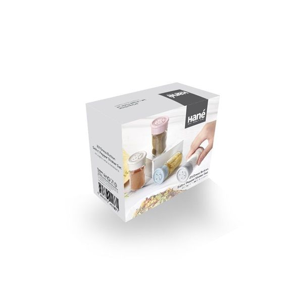 IRIS Button Salt&amp;Pepper üveg fűszerszóró szett 2*67ml, rószaszín, fehér, szürke vagy kék színű HN-1137