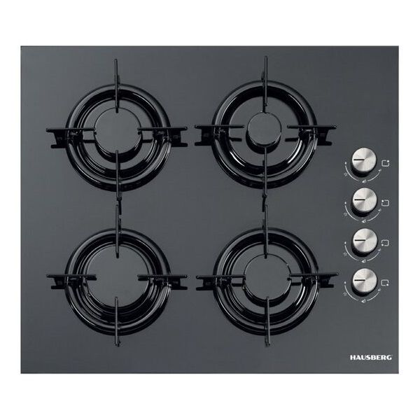 Hausberg HB-563NG fekete, beépíthető, gáz,üvegfelületű, főzőzóna:4,főzőlap
