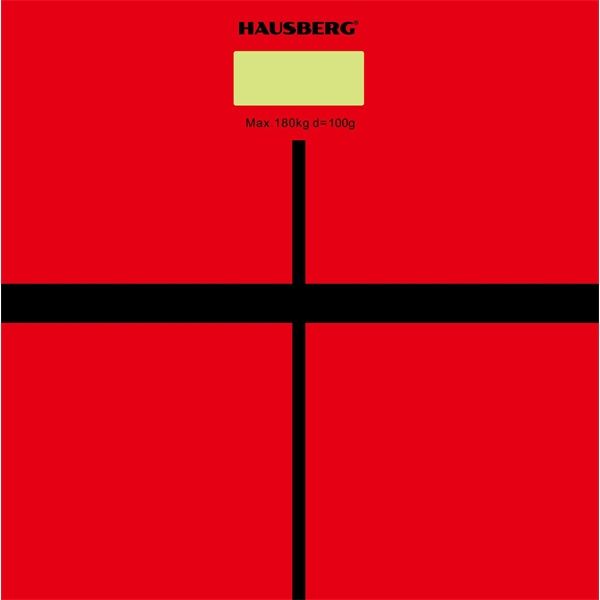 Hausberg HB-6003RS üveg fürdőszobai mérleg piros